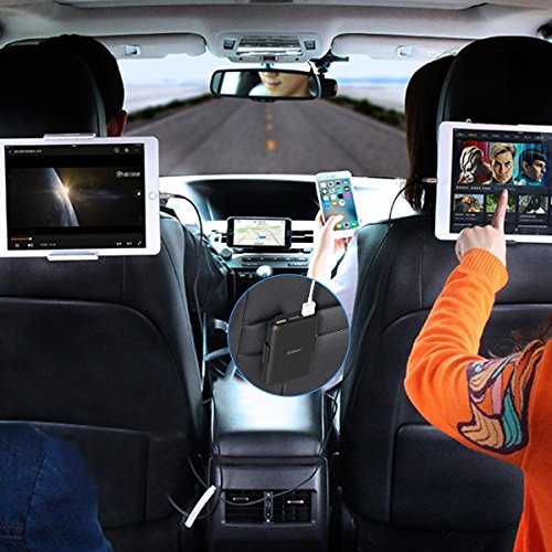 Orico 52 W caricabatteria da auto con 4 porte USB e un Quick Charge 3.0 per sedile anteriore e posteriore di ricarica per iPhone, iPad, Samsung smartphone/tablet, navigatori satellitari, ecc.