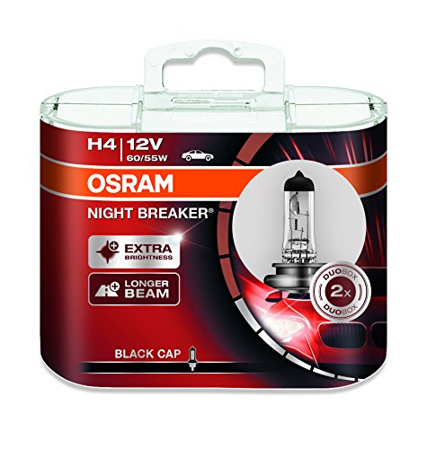 Osram 64193NB-HCB Night Breaker H4 Lampadina per fari alogeni, 12 volt, confezione duo (2 lampadine)