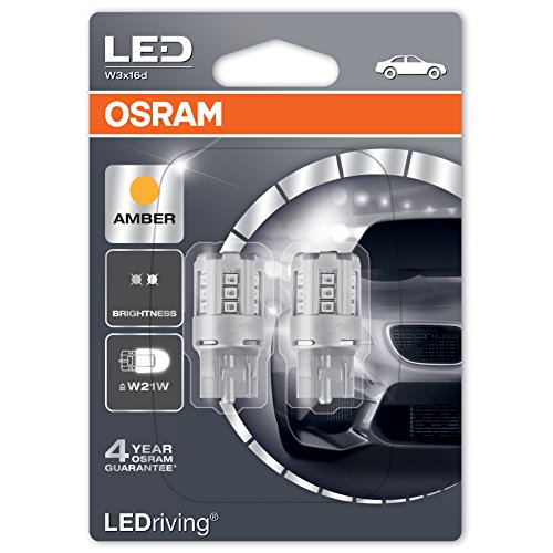 Osram, 7705YE-02B - Lampade retrofit T20 SC, a LED W21W 12V, per auto, doppio involucro colore ambra