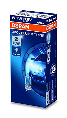 OSRAM COOL BLUE INTENSE W5W lampada alogena per luce di posizione o targa per auto, 2825HCBI, 12V PKW, cartone (10 pezzi)
