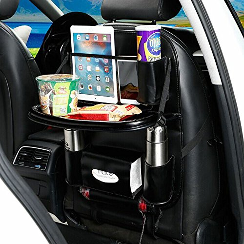 Oumeiou auto Backseat organizer con pieghevole tavolo da pranzo Phone tablet Supporto bottiglie multifunzionale sedile posteriore Protector Kick Mat