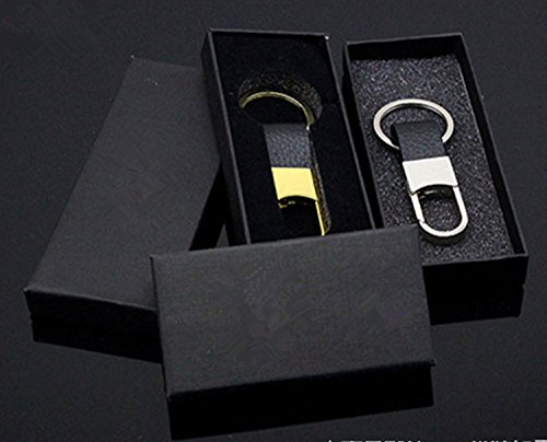 outflower portachiavi auto metallo catena principale creativa uomini vera pelle piccolo regalo  8.3 cm * 2 cm), Argent + noir, 8.3*2.0CM