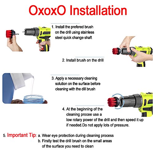Oxoxo drill Brush – 5,1 cm 7,6 cm 10,2 cm potenza perforazione media rigidità scrub spazzolone per pulizia doccia vasche gomme per piastrelle bagno, tappeto da cucina