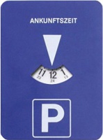 Parking disc with integrated clockwork