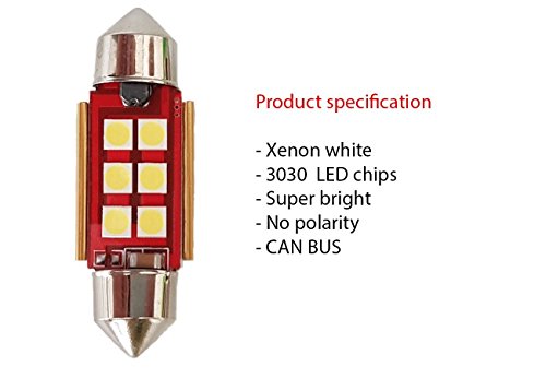 parttime 4 X 36 mm LED Luce targa Xenon BIANCO Canbus, estremamente luminoso 6 SMD 3030 6000 K, beleuchtng abitacolo, bagagliaio beleuchtng e illuminazione vano piedi, soffitti C5 W lampada