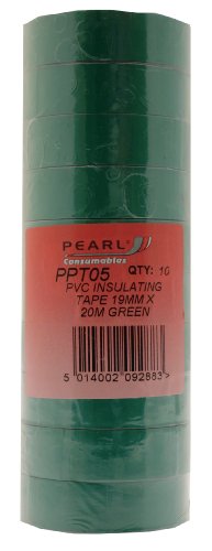 Pearl ppt05 nastro isolante 19 mm x 20 m, colore: verde (Confezione da 10)
