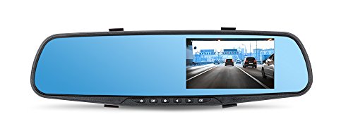 Peiying py0106 C Specchietto Retrovisore con DVR (4,3 pollici), telecamera per la retromarcia e sensori di parcheggio