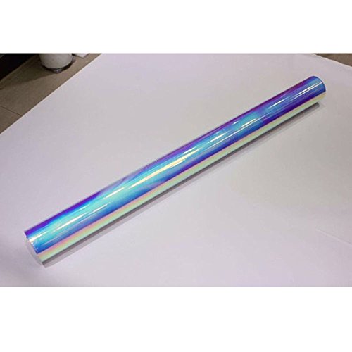 Pellicola olografica di rivestimento autoadesiva, per auto, in vinile, effetto iridescente e cromato, non fa bolle, 138 cm x 50 cm