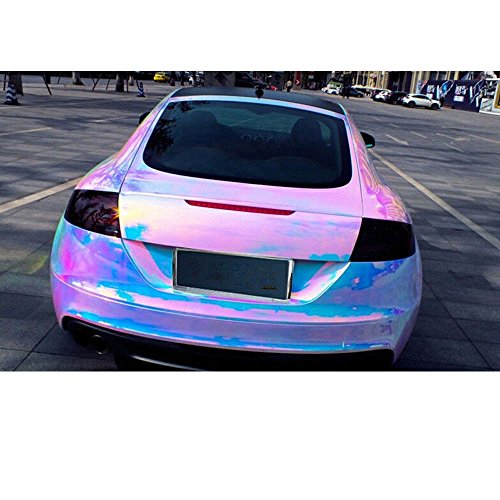 Pellicola olografica di rivestimento autoadesiva, per auto, in vinile, effetto iridescente e cromato, non fa bolle, 138 cm x 50 cm