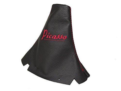 Per Citroen C3 Picasso 2009, 5 velocità, 15 Gear ghetta Nero Pelle Italiana doppio rosso Picasso Logo