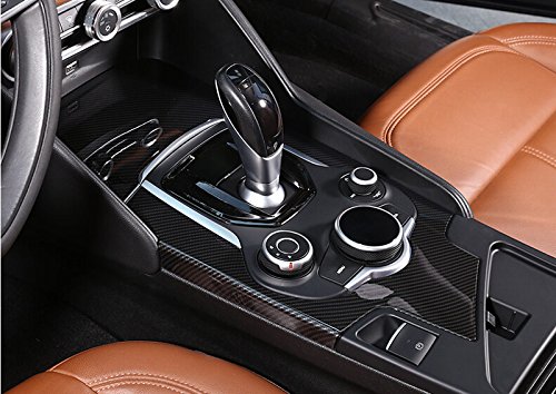 Per Giulia 2017 ABS Carbon Fiber interior console centrale copertura del pannello del cambio Trim auto accessori per mano sinistra driver