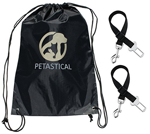 Petastical cane cintura di sicurezza | 2 pezzi | regolabile Cintura di sicurezza sedile auto cane | include coprisedili auto Storage Bag