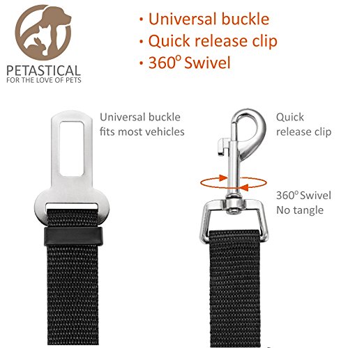 Petastical cane cintura di sicurezza | 2 pezzi | regolabile Cintura di sicurezza sedile auto cane | include coprisedili auto Storage Bag