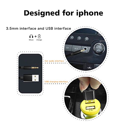 PHADEN - iPhone X iPhone 8/8 Plus Cavo audio AUX Caricatore USB Adattatore 2 in 1, cavo audio da 3,5 mm Lightning Car per iPhone 7/7 Plus per sistema stereo auto / casa (supporto iOS 11)