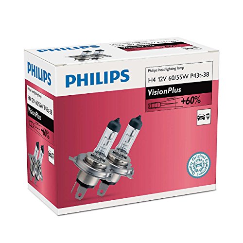 Philips H4 12 V 60/55 W P43t-38 Visionplus auto lampadine 12342 VPC2 2 lampadine