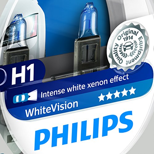 Philips WhiteVision Effetto Xenon H1 Lampada Fari 12258WHVSM, Confezione Doppia