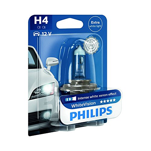 Philips WhiteVision Effetto Xenon H4 Lampada Fari 12342WHVB1, Blister Singolo