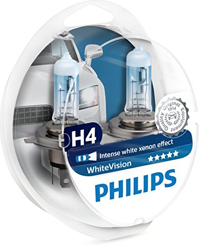 Philips WhiteVision Effetto Xenon H4 Lampada Fari 12342WHVSM, Confezione Doppia