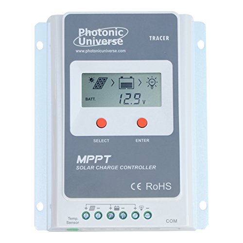 Photonic Universe 10 A MPPT Solar Charge controller/regolatore con il sistema di batteria con display LCD per pannelli solari fino a 130 W (12 V)/260 W (24 V batteria sistema) fino a 100 V
