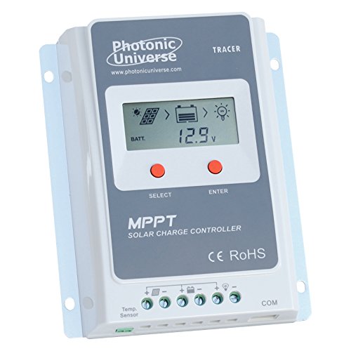 Photonic Universe 10 A MPPT Solar Charge controller/regolatore con il sistema di batteria con display LCD per pannelli solari fino a 130 W (12 V)/260 W (24 V batteria sistema) fino a 100 V