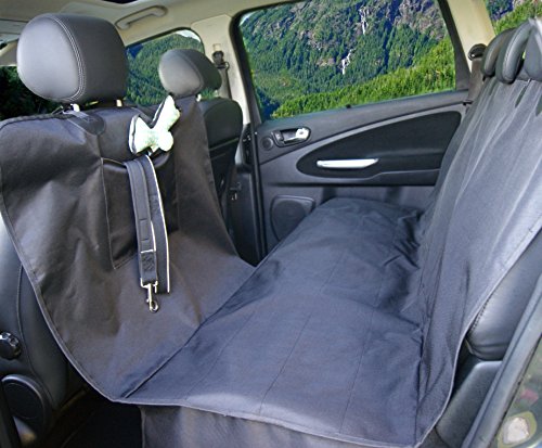 PiCoon® coprisedile per cani / coprisedili auto / telo auto per cani, in nero, impermeabile, con cintura di sicurezza, per tutti i modelli di auto, 160cm x 143cm, sedile posteriore, copertura di protezione