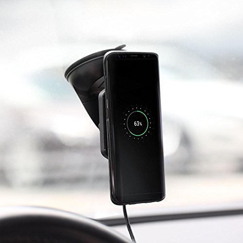 PITAKA magnetico Supporto da auto per parabrezza di ricarica senza fili [Ventosa Magmount Qi] -Premium di lusso di rotazione a 360 gradi con supporto per smartphone Qi