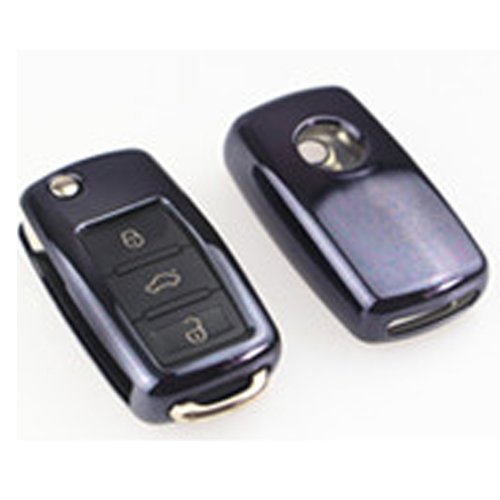 Plastica morbida di alta qualità auto chiave copertura/alloggiamento – Accessori universali per Volkswagen, VW, Skoda lucido (argento)