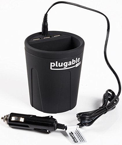 Plugable Technologies USB-C3C USB 3-Port Smart Charger Cup Auto Black mobile device charger - Mobile Device Chargers (Auto, MP3, Tablet, Telephone, USB, Black, 1.52 m, 36 W)