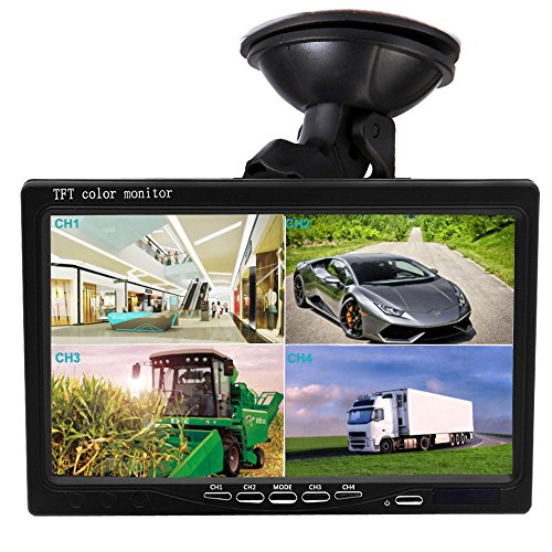 podofo 7 pollici HD 4 Split Quad Video Display TFT LCD di retrovisione monitor per auto Backup fotocamera kit & Home Surveillance SISTEMA DI SICUREZZA