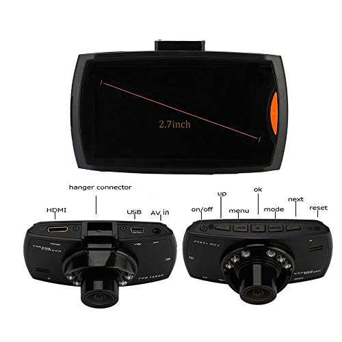 Podofo Dash Cam Telecamera per Auto Full HD 1080P con Telecamera di Retromarcia Grandangolare di 170 Gradi, Rilevatore di Movimento, Registrazione in Loop, G-Sensor