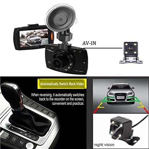 Podofo Dash Cam Telecamera per Auto Full HD 1080P con Telecamera di Retromarcia Grandangolare di 170 Gradi, Rilevatore di Movimento, Registrazione in Loop, G-Sensor