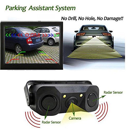 Podofo Wireless Auto bcakup Fotocamera 3 In1 telecamera retromarcia Sensori di parcheggio Radar Detector Sistema 4.3 LCD Monitor di retromarcia per veicolo
