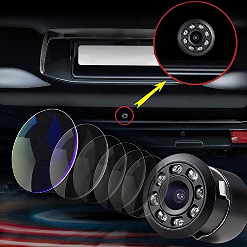 PolarLander Impermeabile Auto Backup Backup Reverse Vista posteriore Fotocamera 8 LED Visione notturna 170 gradi Color CCD Image Foro Drill 18,5mm
