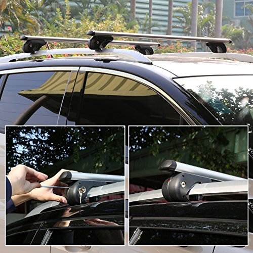 Poncherish 2 X barre da tetto per portatutto da tetto auto con railing aperti (130 cm)
