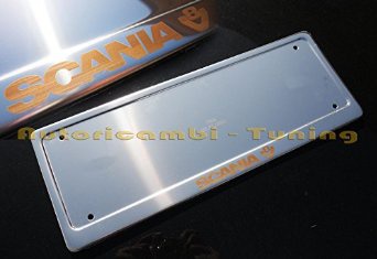 Porta Targa Portatarga Posteriore Scania V8 Acciaio Inox Incisione Laser