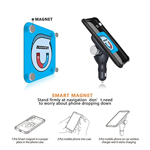 Potente magnete sottile patch per telefono cellulare, Mozeeda Qi universale 0.8 mm Smart Magnetic piastra Pad Wireless per portatili e telefono magnetico auto supporto (1 pezzo)