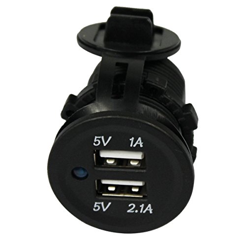 PsmGoods 12V / 24V USB doppia uscita caricabatteria rapido per Auto Moto Scooter Quad