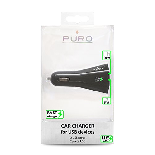 PURO CH2USB31BLK Auto Black mobile device charger - Mobile Device Chargers (Auto, Smartphone, Tablet, Cigar lighter, Black, 5 V, 3100 mA)