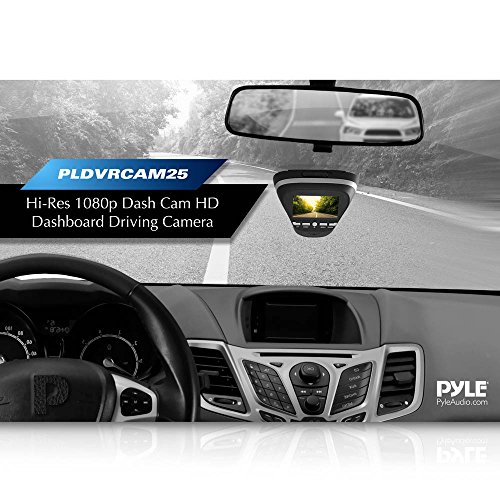 Pyle PLDVRCAM25 -1080p Dash Cam HD cruscotto di guida fotocamera per auto e veicoli con visione notturna – discreta e sicura per finestrini – Snap immagini e registrare video