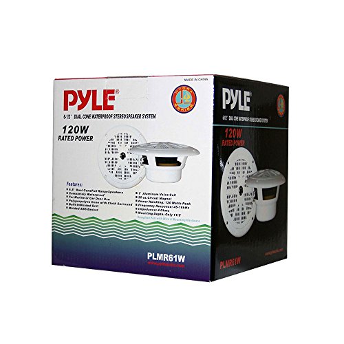 Pyle, PLMR61W, altoparlante marino a doppio cono, 120 W, 6,5" - bianco