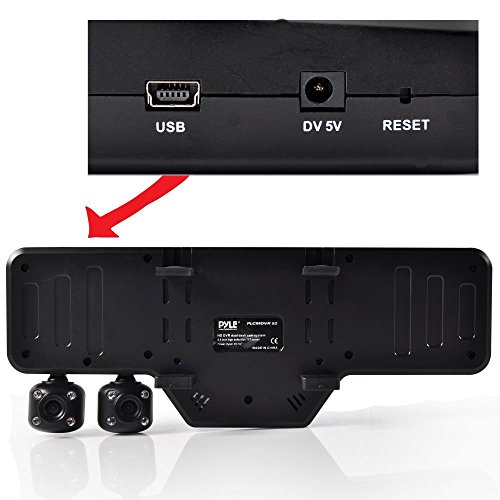 Pyle specchietto retrovisore doppia telecamera auto registratore per sicurezza visione notturna HD 1080p (PLCMDVR52)