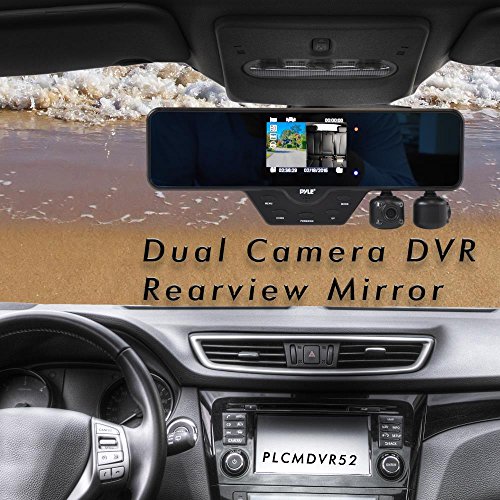 Pyle specchietto retrovisore doppia telecamera auto registratore per sicurezza visione notturna HD 1080p (PLCMDVR52)