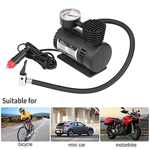 Qiilu 12V Mini Compressore ad Aria Portatile, 300 Psi per Auto Elettrica/Moto /Biciclette/Auto/Furgoni ecc