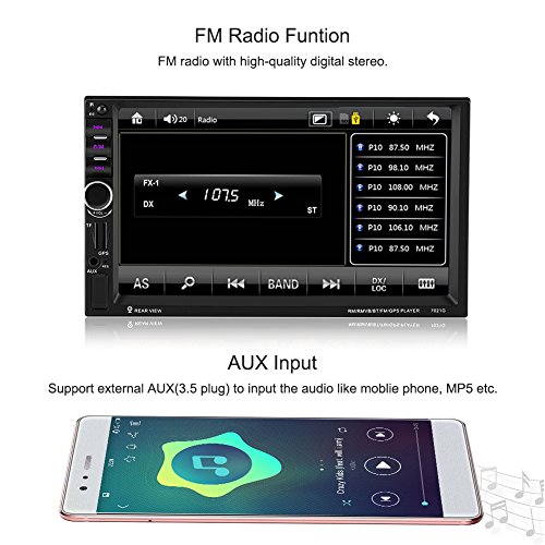 Qiilu 7 Pollici Touch Screen HD Bluetooth Handsfree Schermo Digitale MP5 Multimedia Player GPS Radio FM Video Stereo USB AUX Telecomando per Auto （con telecomando ）