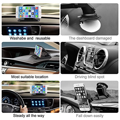 Queta auto telefono supporto porta GPS, montaggio in veicolo per iPhone e Samsung smartphone universale nero