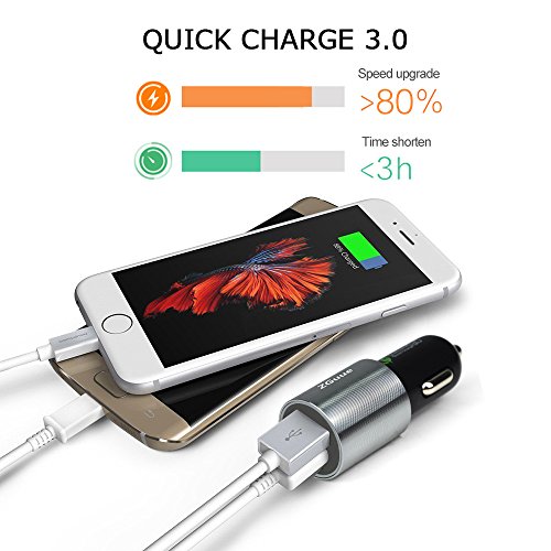 Quick Charge 3.0 34 W caricatore auto doppio USB con regolazione automatica della tensione e corrente per iPhone, iPad, Samsung Galaxy S7/S6/EDGE/Plus, Note 5/4, LG G5, HTC 10 e altri universale per cellulare (nero)