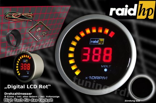 Raid HP 660537 Night Flight - Contagiri digitale, colore: Rosso