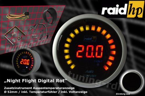 Raid HP 660543 Night Flight - Termometro per temperatura esterna, digitale, colore: Rosso
