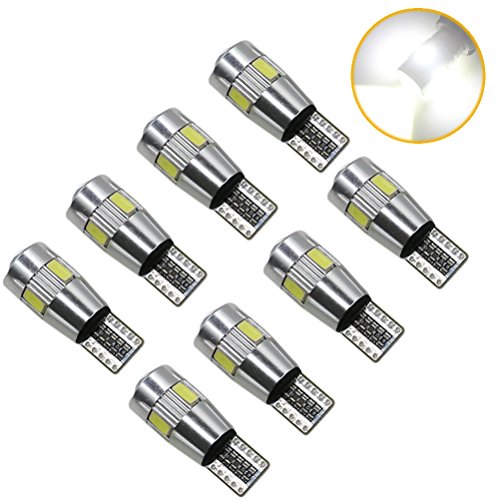 Ralbay 8PCS 5630 6SMD Auto Wedge 194 LED Blub Canbus Error Free W5W T10 921 168 912 161 192 158 White LED bulbs For Parking Lights, License Plate Lights,Interior Lights