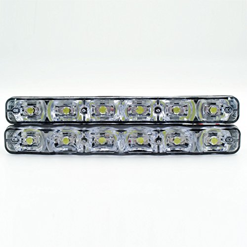 Rayhoo, lampadine a 6 LED, allo xeno, colore bianco, universali, luci di marcia diurna, ad alta potenza